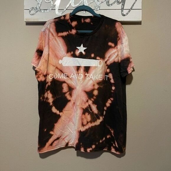 Come and Take it Gonzales Texas - bleach tie dye T-shirt - Picture 1 of 5